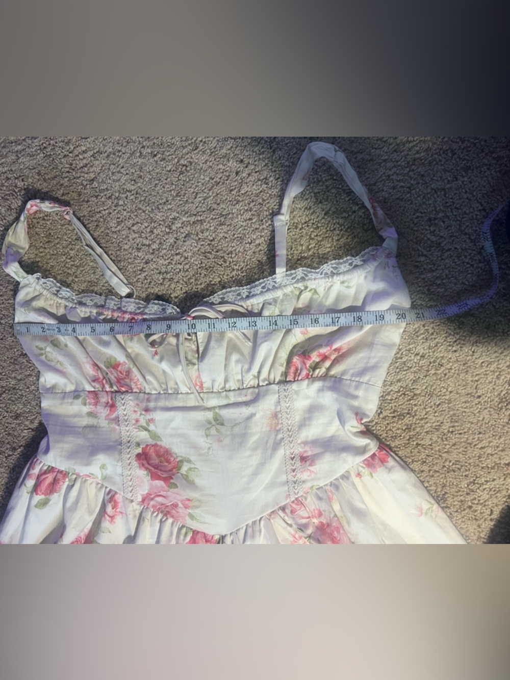 NWT wild fable White Mini Dress with Pink Rose Print - Picture 5 of 8